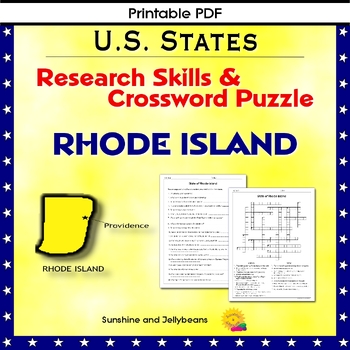 Preview of Rhode Island - Research Skills & Crossword Puzzle - US States Geography Activity