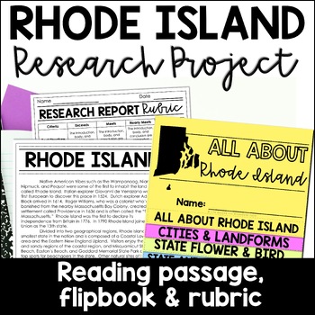 Preview of Rhode Island State Research Report Project | US States Research Flip Book