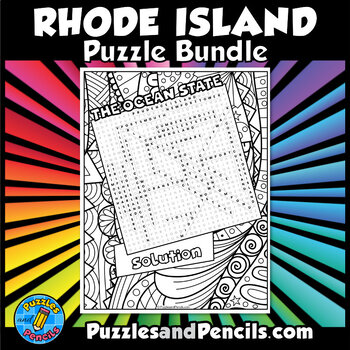 Rhode Island Word Search Puzzles and Coloring BUNDLE 3 Rhode Island