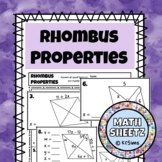 Rhombus Properties Worksheet