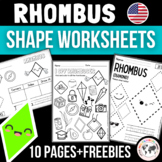 Kindergarten 2D Shapes Worksheet: RHOMBUS - Shape Sort, Sh