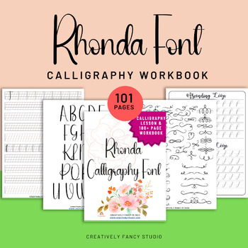 Rhonda Font Calligraphy Workbook - 100 Pages Of Calligraphy