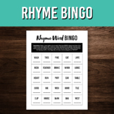 Rhyme Bingo Printable | Listening Activity Worksheet | Pho