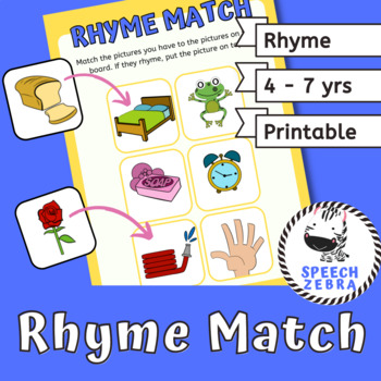 Preview of Rhyme Matching Activity | Speech Therapy | Phonological Awareness