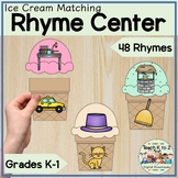 Rhyme Match Phonological Awareness Literacy Center for Grades K-1