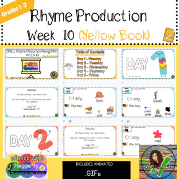 Preview of Rhyme Production Week 10 (aligns with Heggerty) Yellow Book