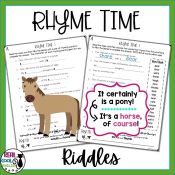 Preview of Rhyming Words Activities | Pronunciation Vocabulary Puzzles