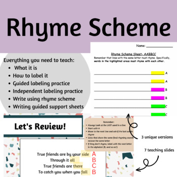 Preview of Rhyme Scheme- Teaching, Practicing,  Labeling, Writing, and More!
