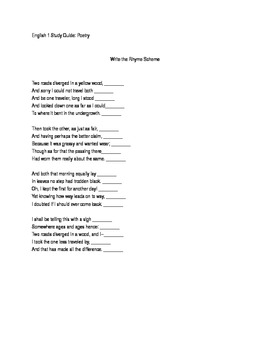 Preview of Rhyme Scheme and Rhetorical Devices Worksheet/Study Guide