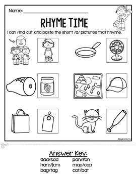 rhyme time cutpaste worksheets by regina berns tpt