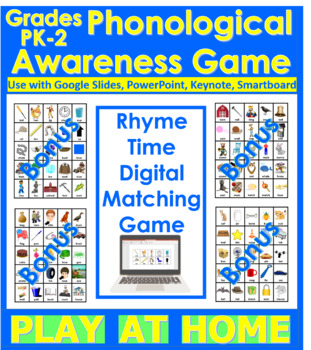 Preview of Rhyme Time Digital Matching Game + Bonuses: Distant Learning Activity