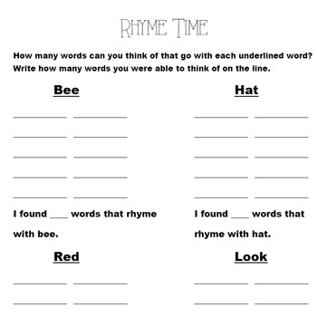 Worksheets - Rhyme Time by Welcome to the Nerd Lab | TpT
