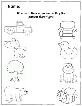 Rhyme Time Worksheets by Preschool Playhouse | TPT