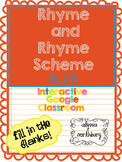 Rhyme and Rhyme Scheme ~ INTERACTIVE GOOGLE CLASSROOM~ Ble