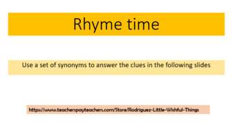 Preview of Rhyme time with Synonyms