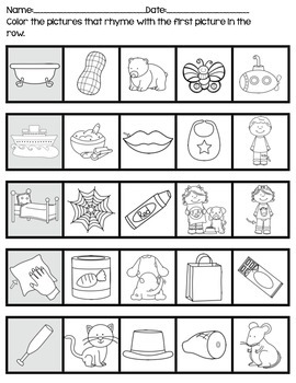 Rhyming game and more (Revised) by Elementary Creations | TpT
