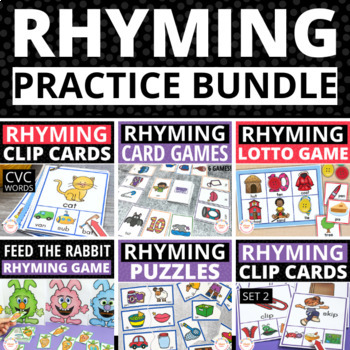 Preview of Rhyming Activities Bundle - Rhyming Words Practice - Preschool PreK Kindergarten