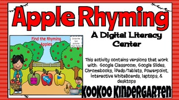 Preview of Rhyming Apples-A Digital Literacy Center (Compatible with Google Apps)