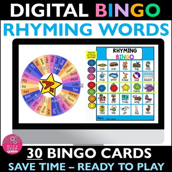 Preview of Rhyming Bingo Read Across America Activities Letter Sounds Games Digital Speech