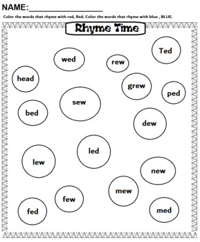 Preview of Rhyming Circles Rhyme Red & Blue