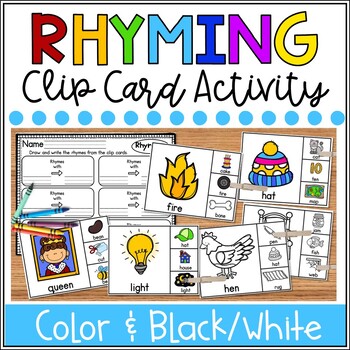 Preview of Rhyming Clip Card Activity | Literacy Center | Preschool | Kindergarten | 1st