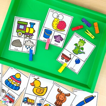 Rhyming Clip Cards Activity for Preschool, Pre-K, and Kindergarten