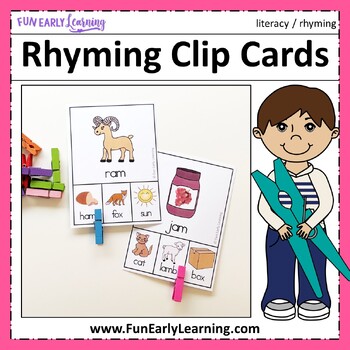 Preview of Rhyming Clip Cards – CVC Words and More!