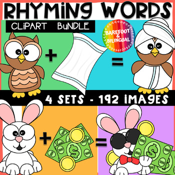 Preview of Rhyming Clipart Bundle - 4 Sets of Fun Rhyming Words Clipart