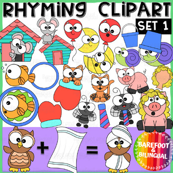 Preview of Rhyming Clipart Pairs Set 1  - Fun Rhyming Words Clipart