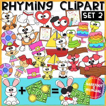 Preview of Rhyming Clipart Pairs Set 2  - Fun Rhyming Words Clipart