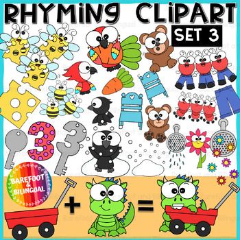 Preview of Rhyming Clipart Pairs Set 3  - Fun Rhyming Words Clipart