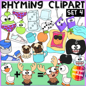 Preview of Rhyming Clipart Pairs Set 4  - Fun Rhyming Words Clipart