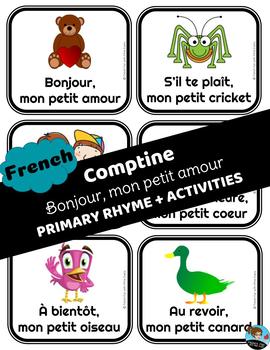 Rhyming Comptine Fill In The Blanks And Vocab Cards French