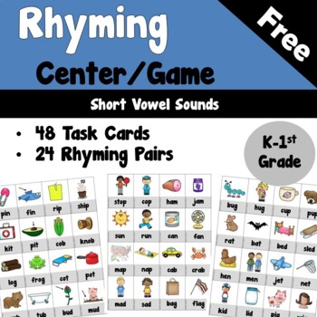 Preview of Rhyming Center or Game for Short Vowels