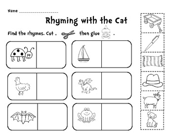 rhyming with the cat cut and paste activity by creative classroom lessons
