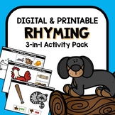 Rhyming Phonological Awareness Digital & Printable PreK & 
