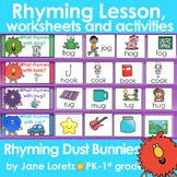 Rhyming Dust Bunnies - Lesson, worksheets and center activities