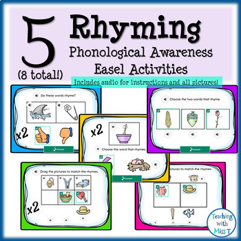 Preview of Rhyming Easel Activities - Digital Phonological Awareness Practice