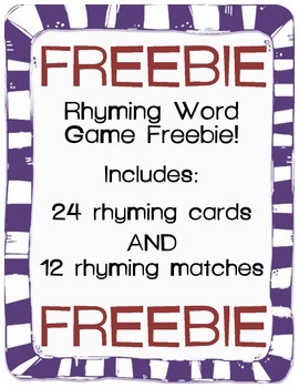 Preview of Rhyming Game FREEBIE