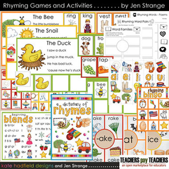 Preview of Rhyming Games and Activities - 10 resources for elementary instruction