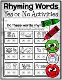 Rhyming Literacy Worksheet Yes or No Activity - Phonologic