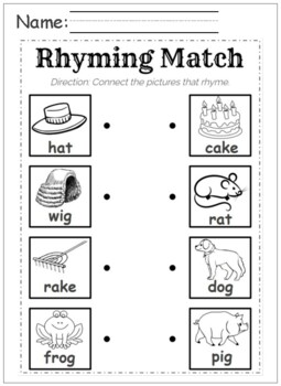 Preview of Rhyming Match Worksheets