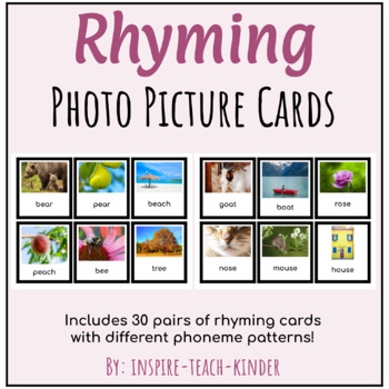 Preview of Rhyming Photo Picture Cards 30 pairs (Montessori Inspired)