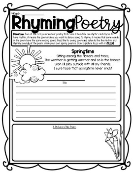Rhyming Poetry Worksheet by Last Minute Clicks by Kendra Crowley