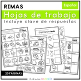 Hojas de Trabajo de Rimas (Rhyming Printables in Spanish)