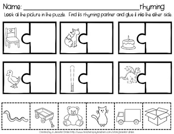 rhyming puzzles set of 32 plus printables cc aligned by jennifer drake