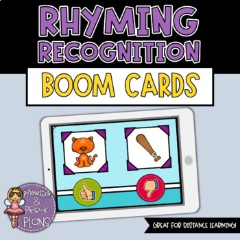 Rhyming Recognition Boom Cards by Pirouettes and Pre-K Plans | TpT