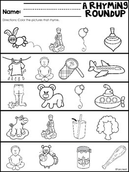 Rhyming Round Up Practice Sheets by Tara West | Teachers Pay Teachers