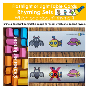 Preview of Rhyming Sets Flashlight or Light Table Cards : Which one doesn't rhyme ?