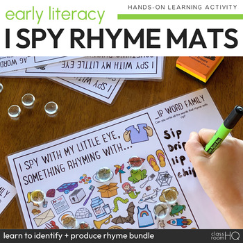 Preview of Rhyming Short Vowel Sound Word Family I Spy Mats - COMPLETE BUNDLE